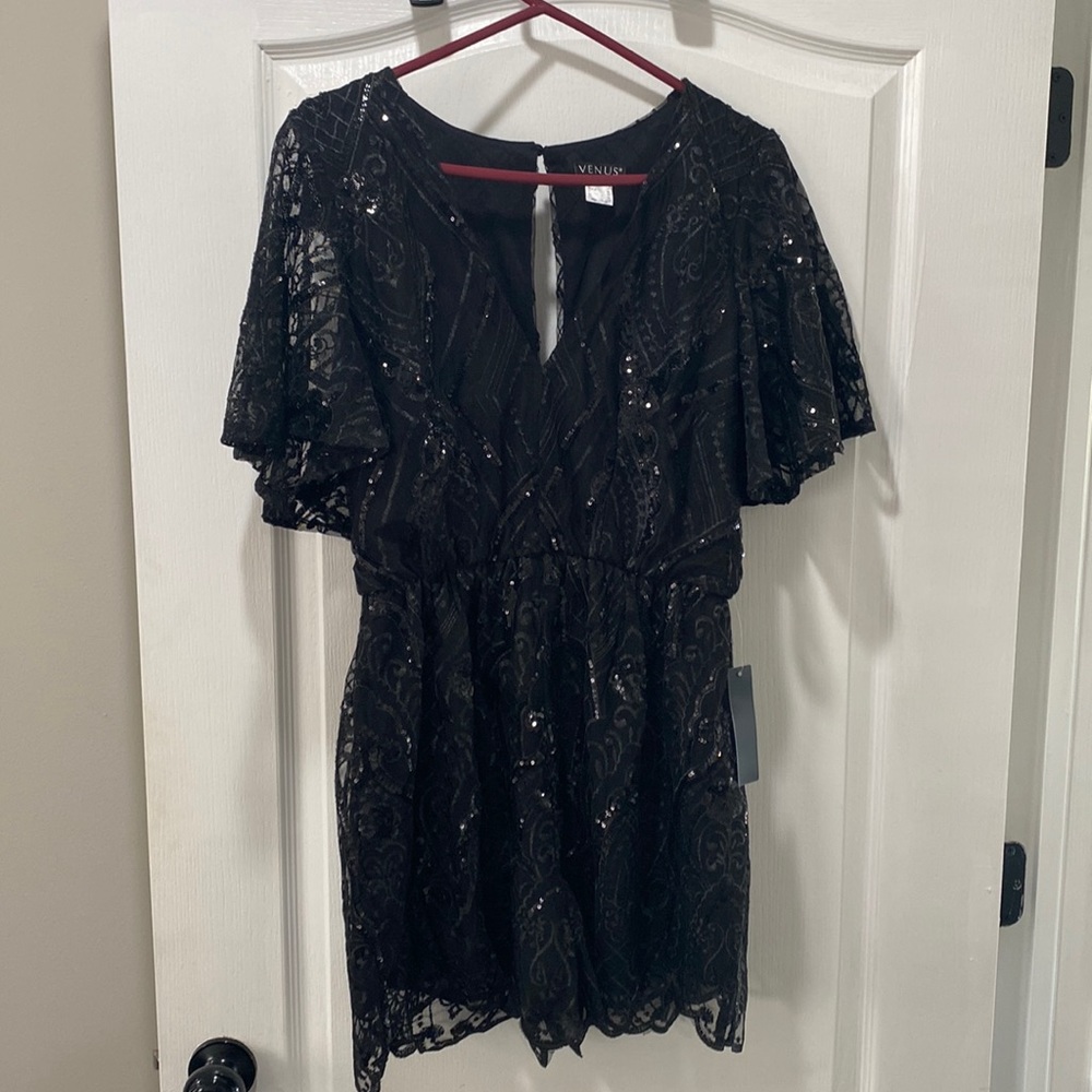 Venus black, sequin romper